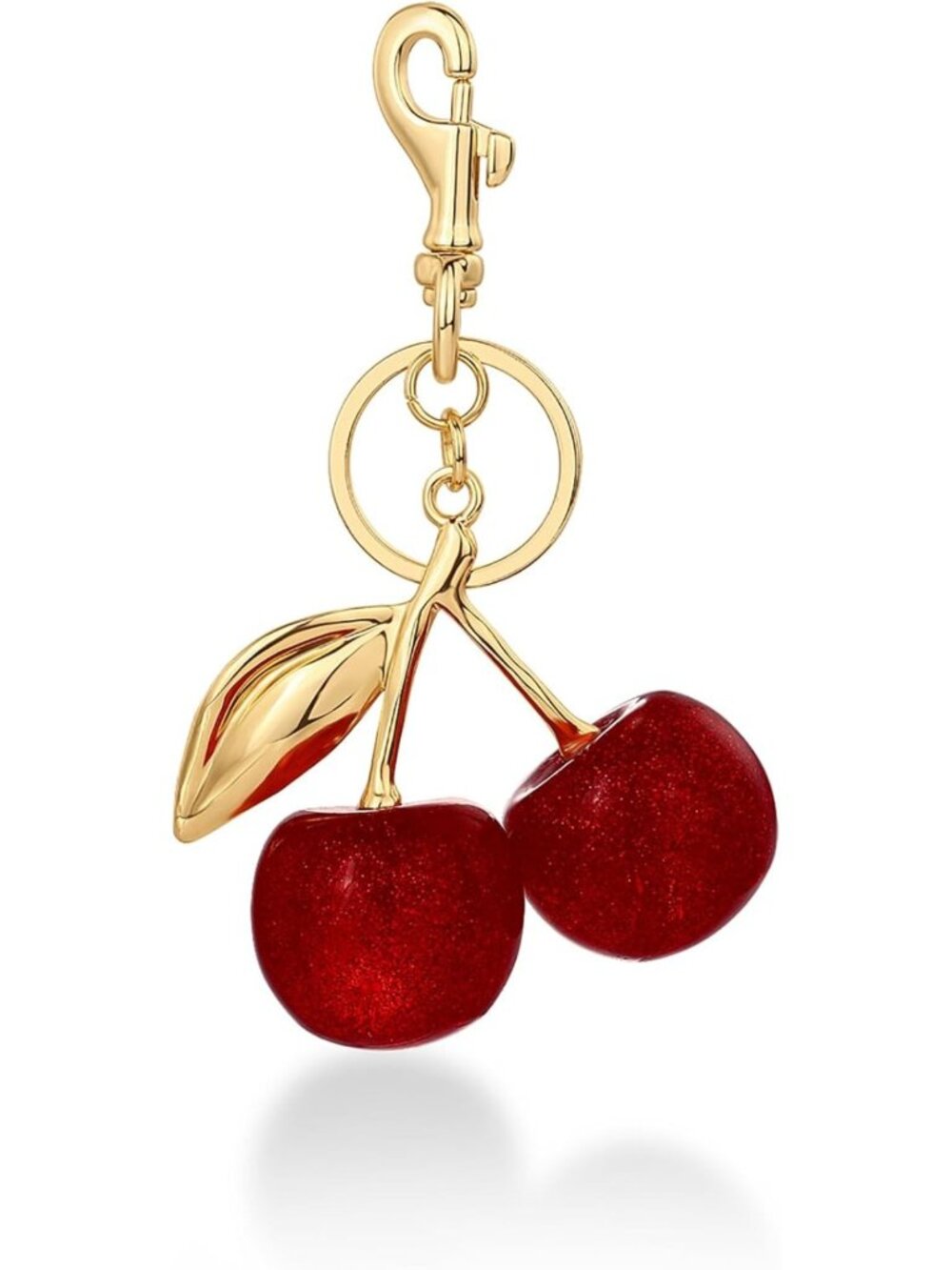 Chunky Heart & Cherry Bag Charm - 14K Gold Plated Handbag Accessory for Women